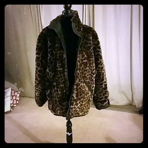 Faux Fur/Leather Double-Sided Coat